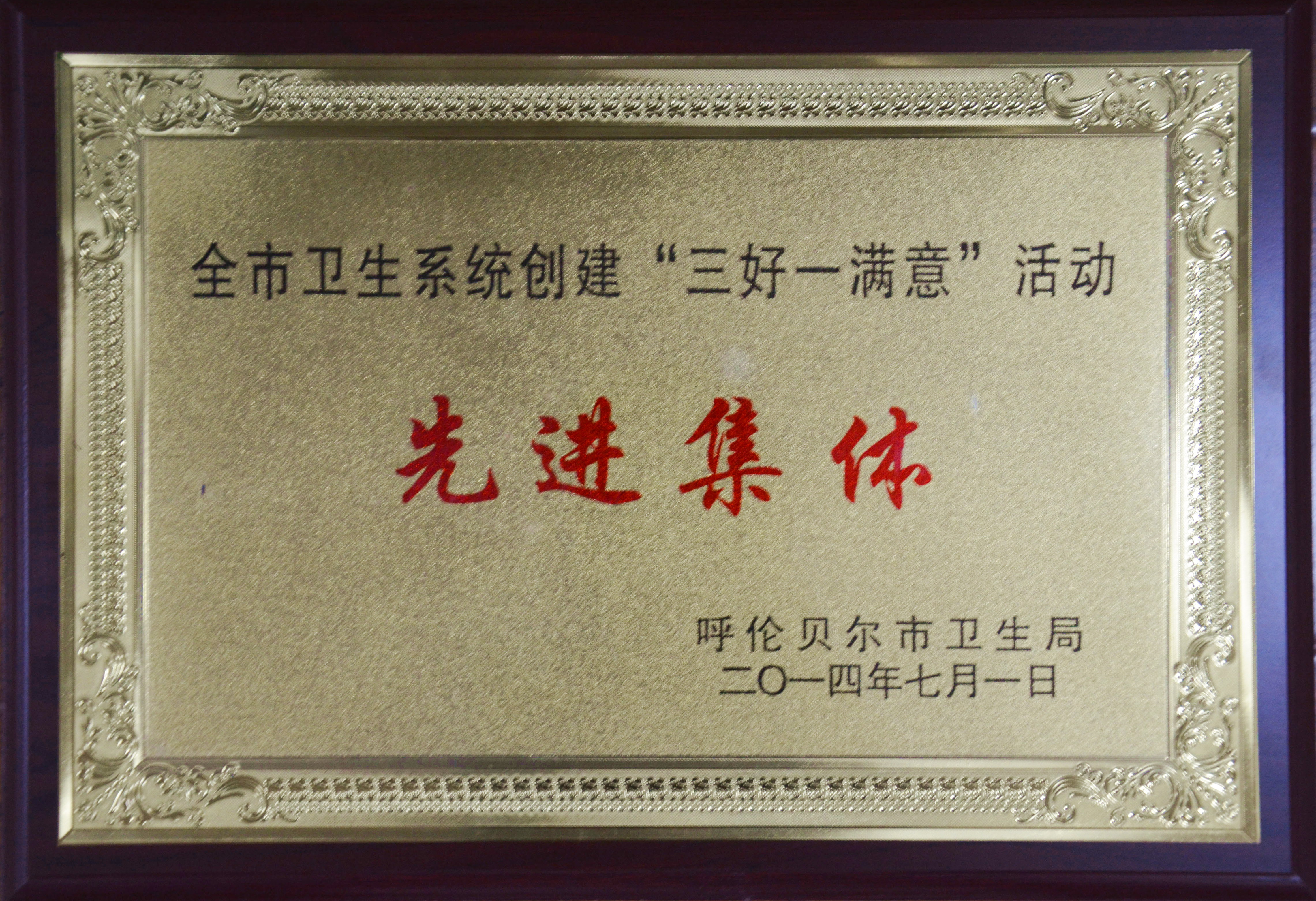 14年7月，我院在全市衛(wèi)生系統(tǒng)穿件“三好一滿意”活動(dòng)中獲得先進(jìn)集體稱號(hào).JPG